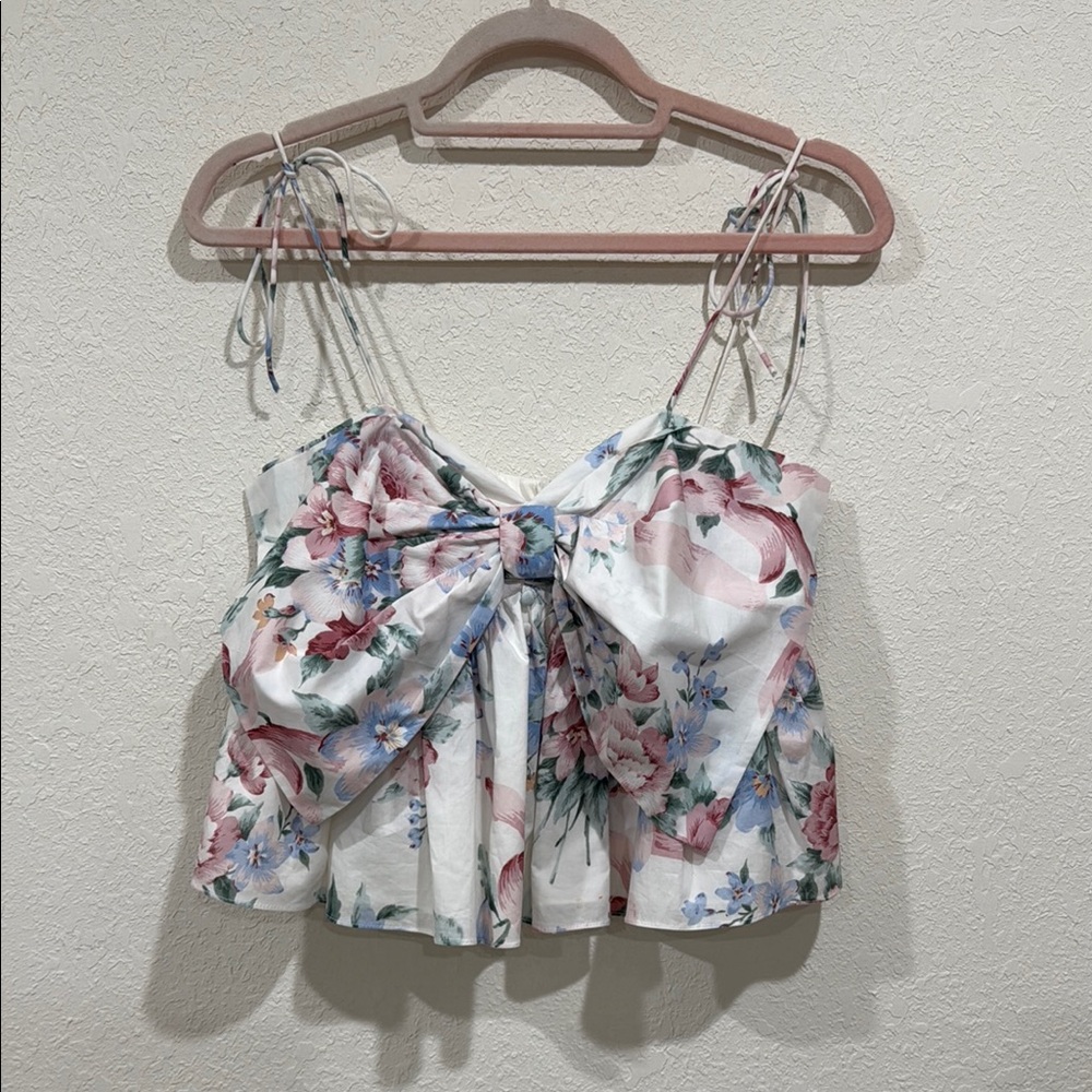 Selkie Blue and Pink Tie Front Camisole